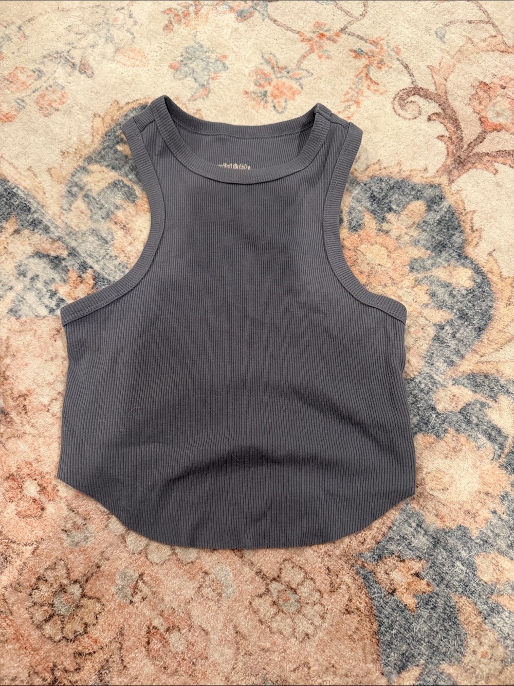 wild fable Ribbed Tank Crop Top - Charcoal Gray